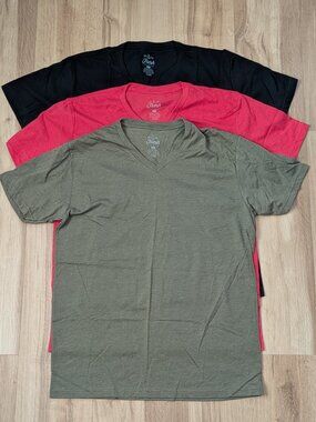 New Bundle of 3 Fresh Clean Tees Shirt Club V Neck T-Shirt Large Short Sleeve